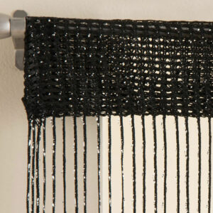 Glam metallic string curtains black header